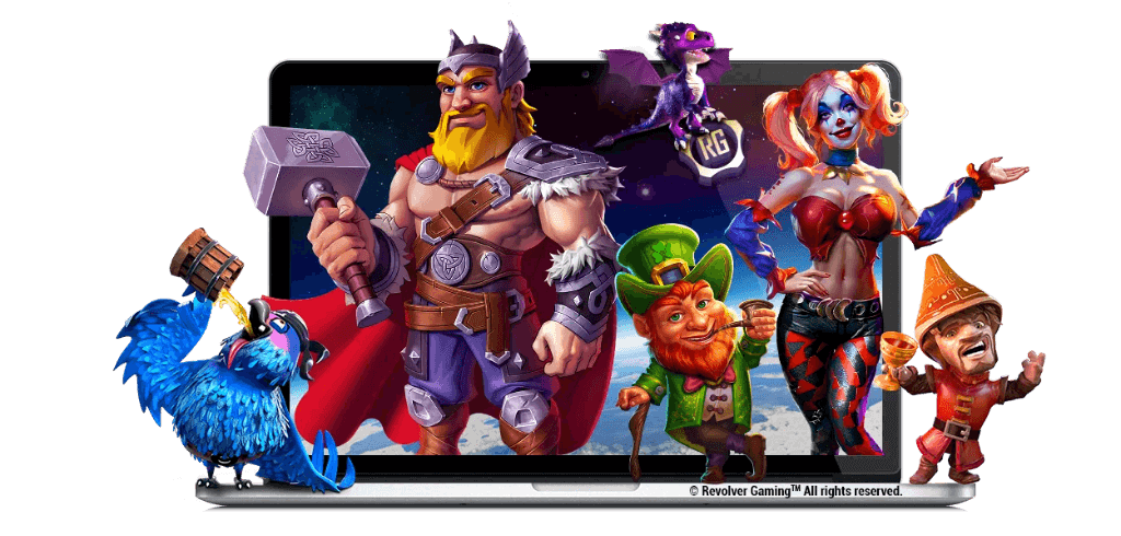 Revolver Gaming slot games on laptop
